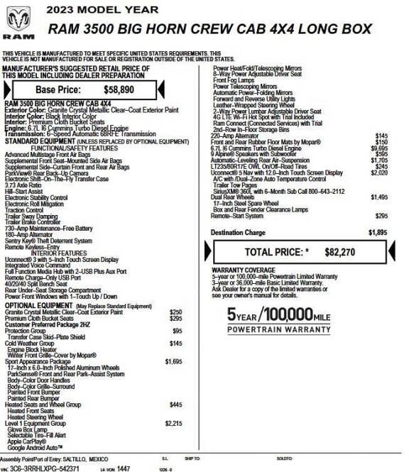 2023 Ram 3500 Big Horn