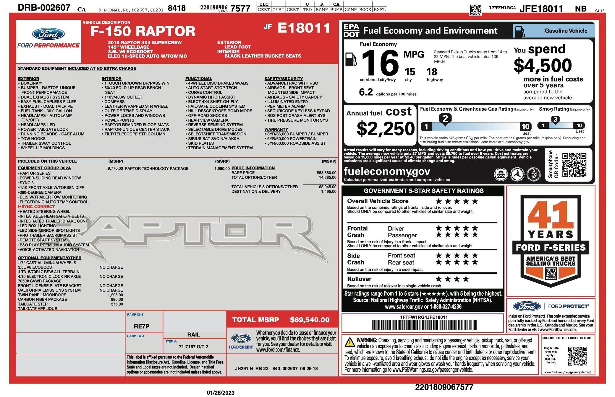 2018 Ford F-150 Raptor