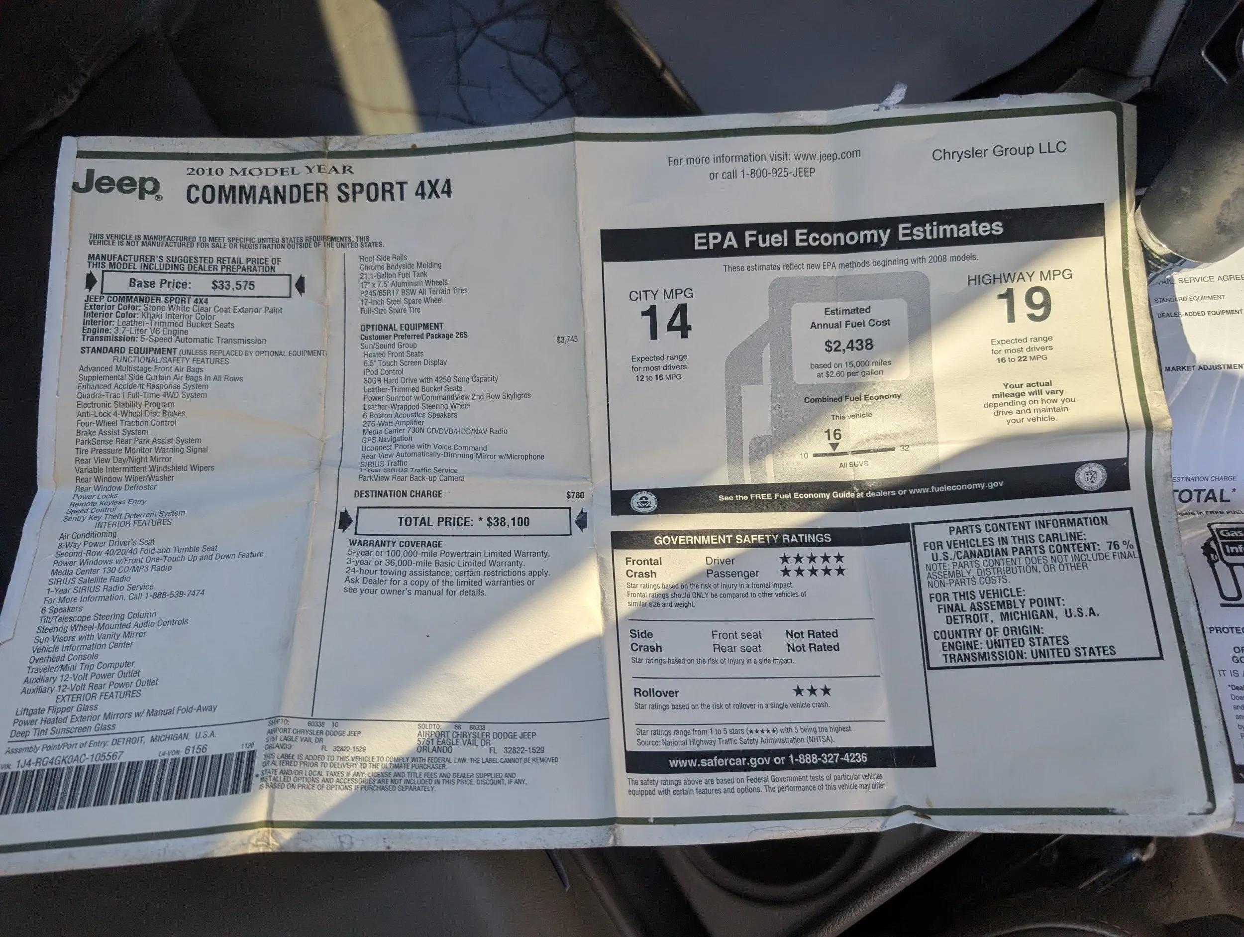 2010 Jeep Commander Sport