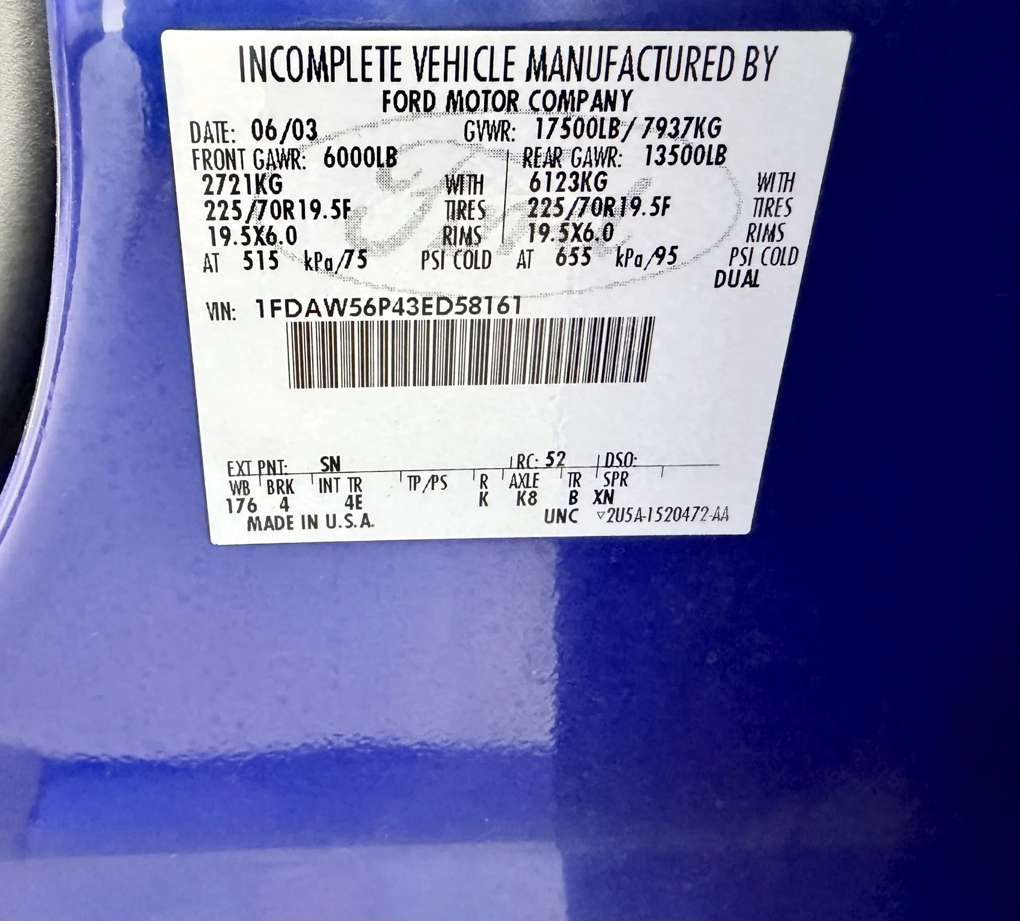 2003 Ford F-550 Fontaine Classic Traveler