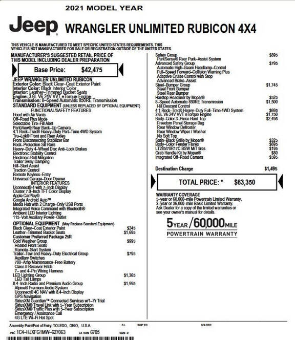 2021 Jeep Wrangler Unlimited Rubicon