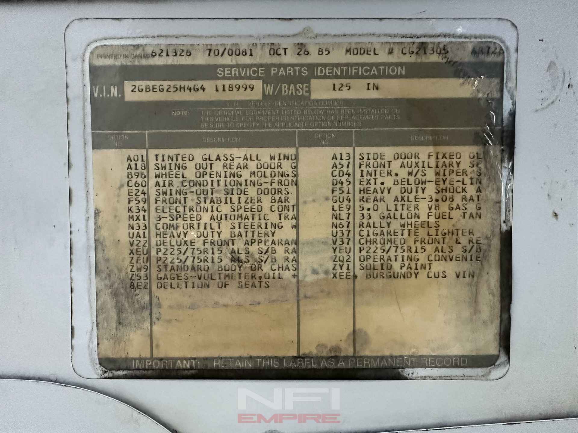 1986 Chevrolet G20 Sport Van