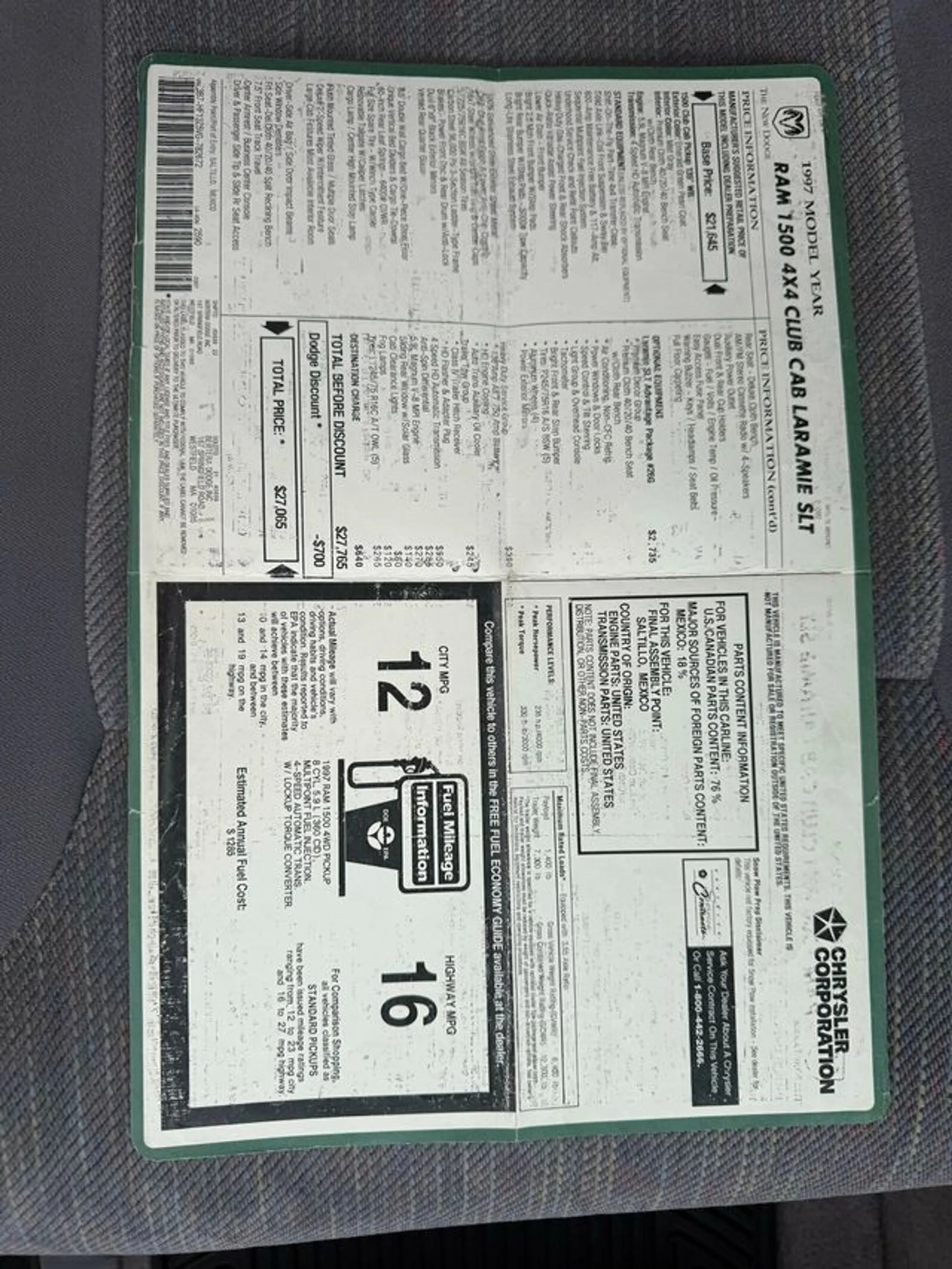 1997 Dodge Ram 1500 Laramie SLT