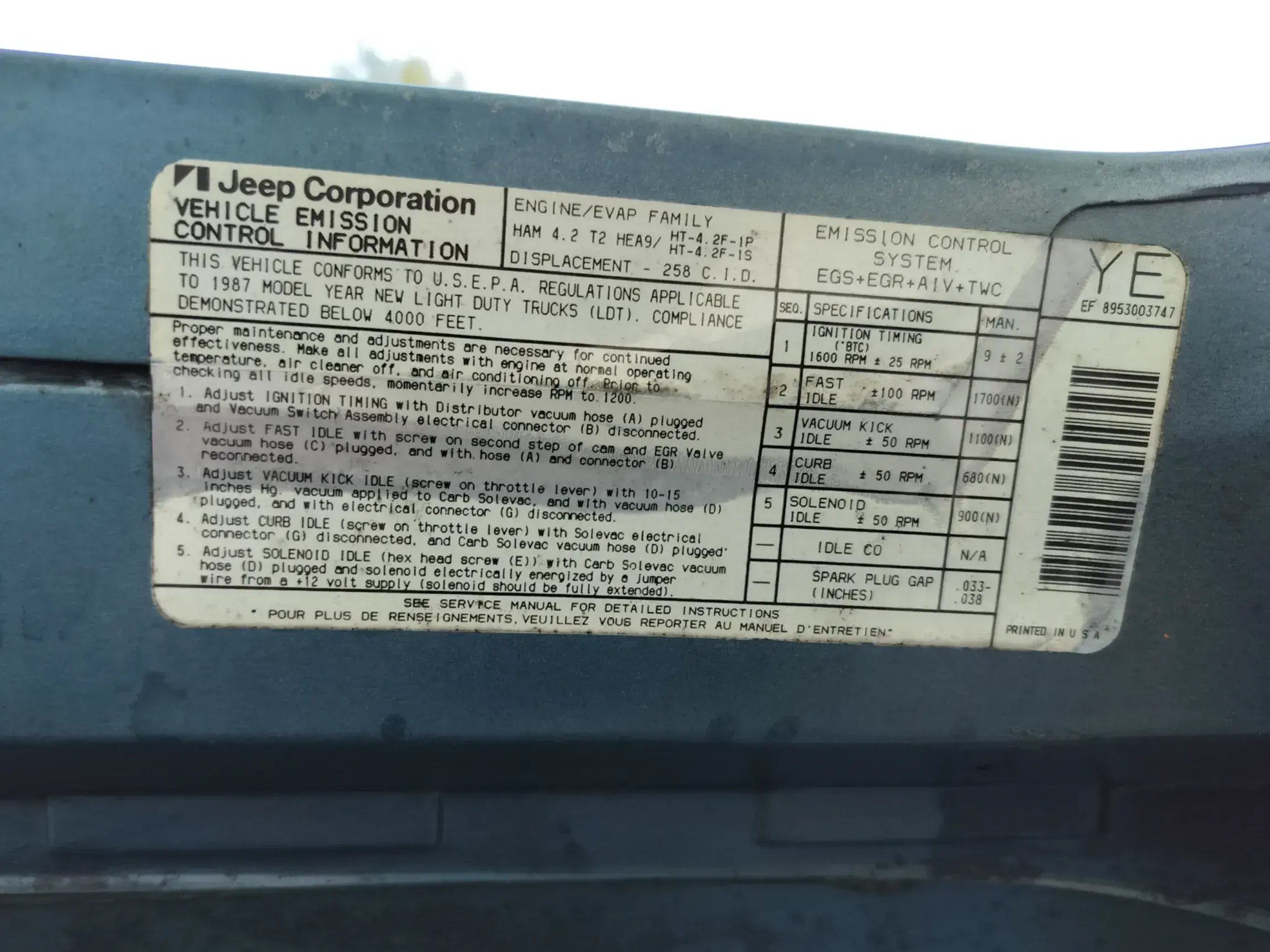 Sold: Highly-Original 1987 Jeep Wrangler YJ