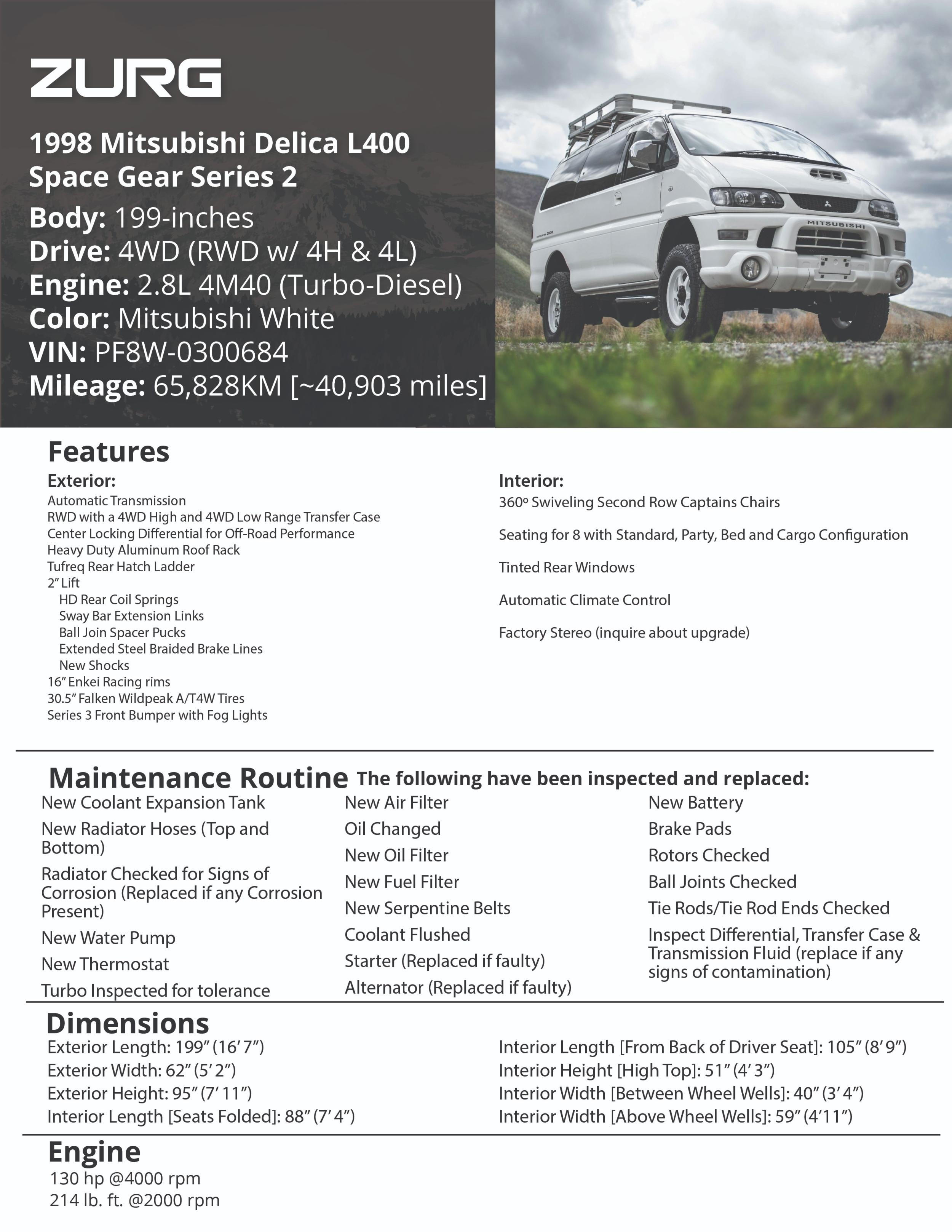 1998 Mitsubishi Delica L400 Space Gear XR Active Field