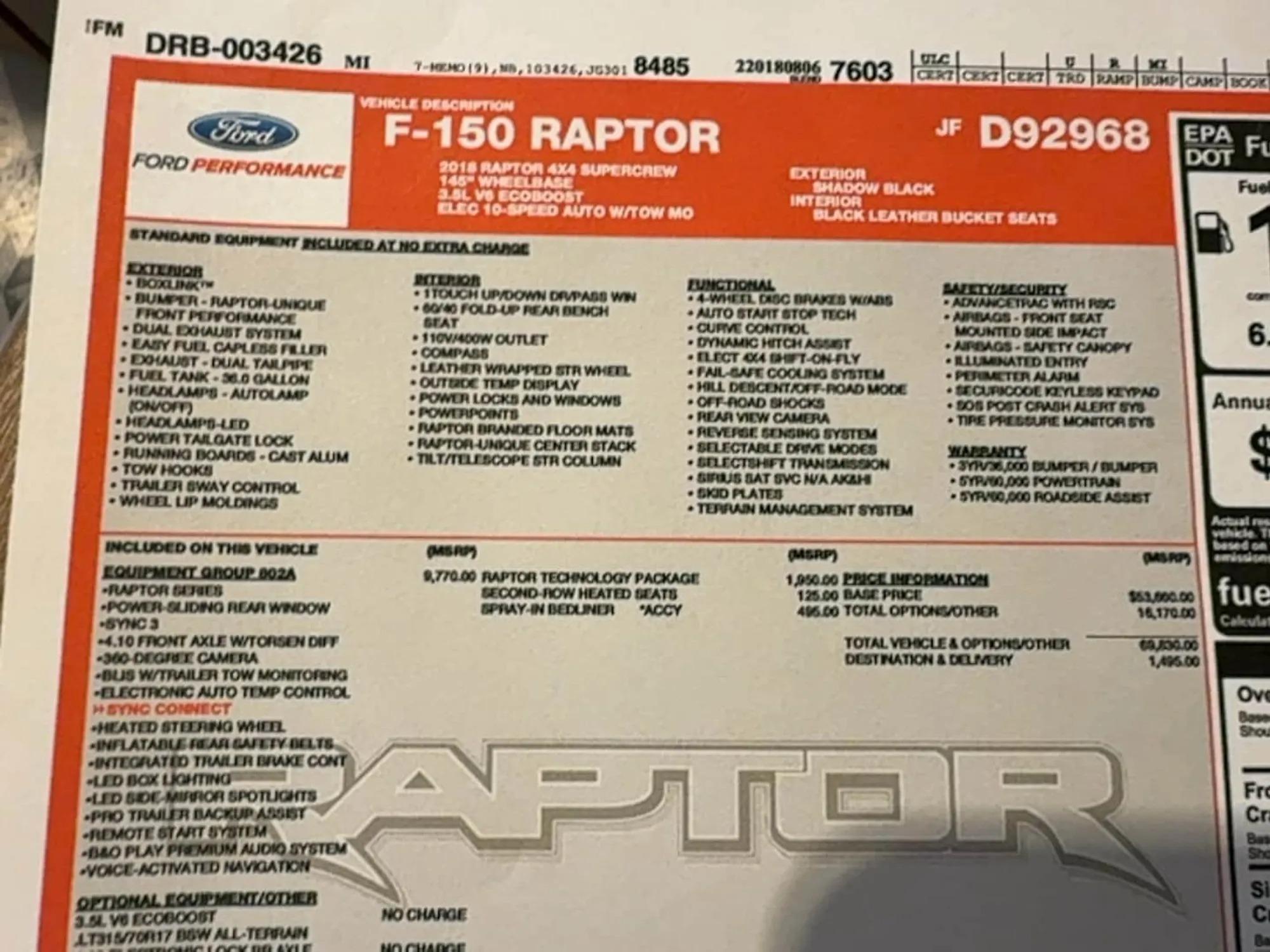 2018 Ford F-150 Raptor