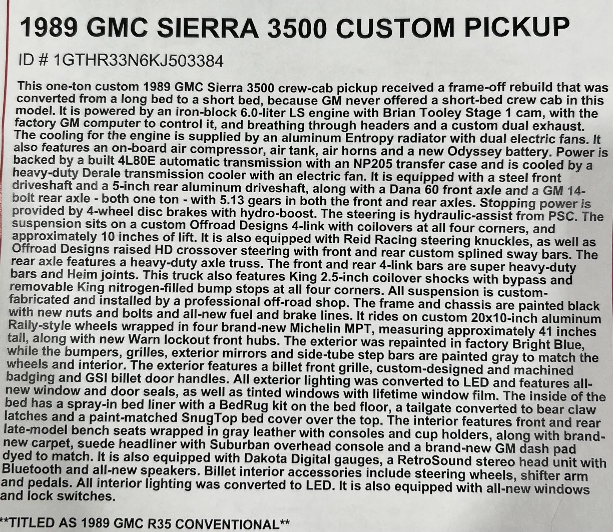 Custom 1989 GMC R3500 Crew Cab 4×4
