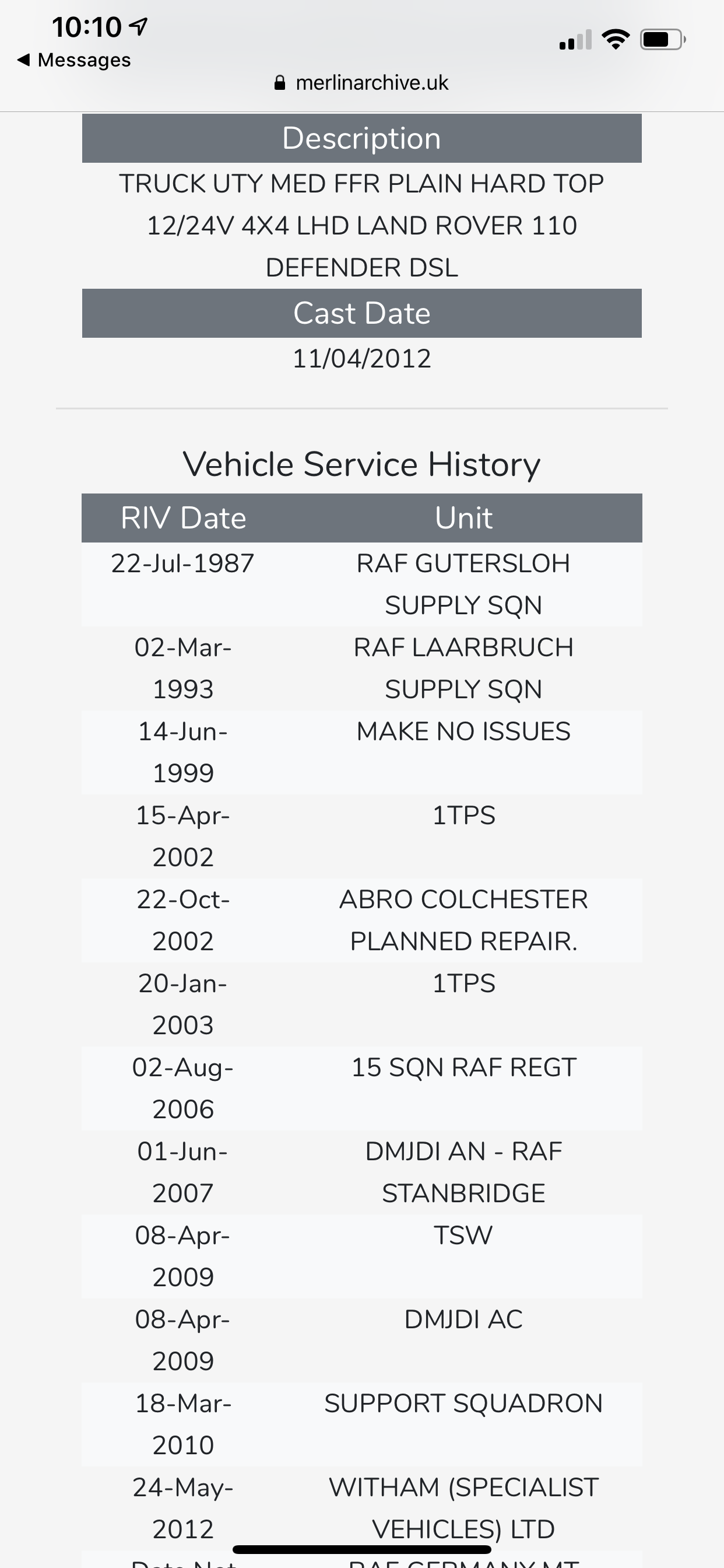 Ex-Military 1986 Land Rover One Ten