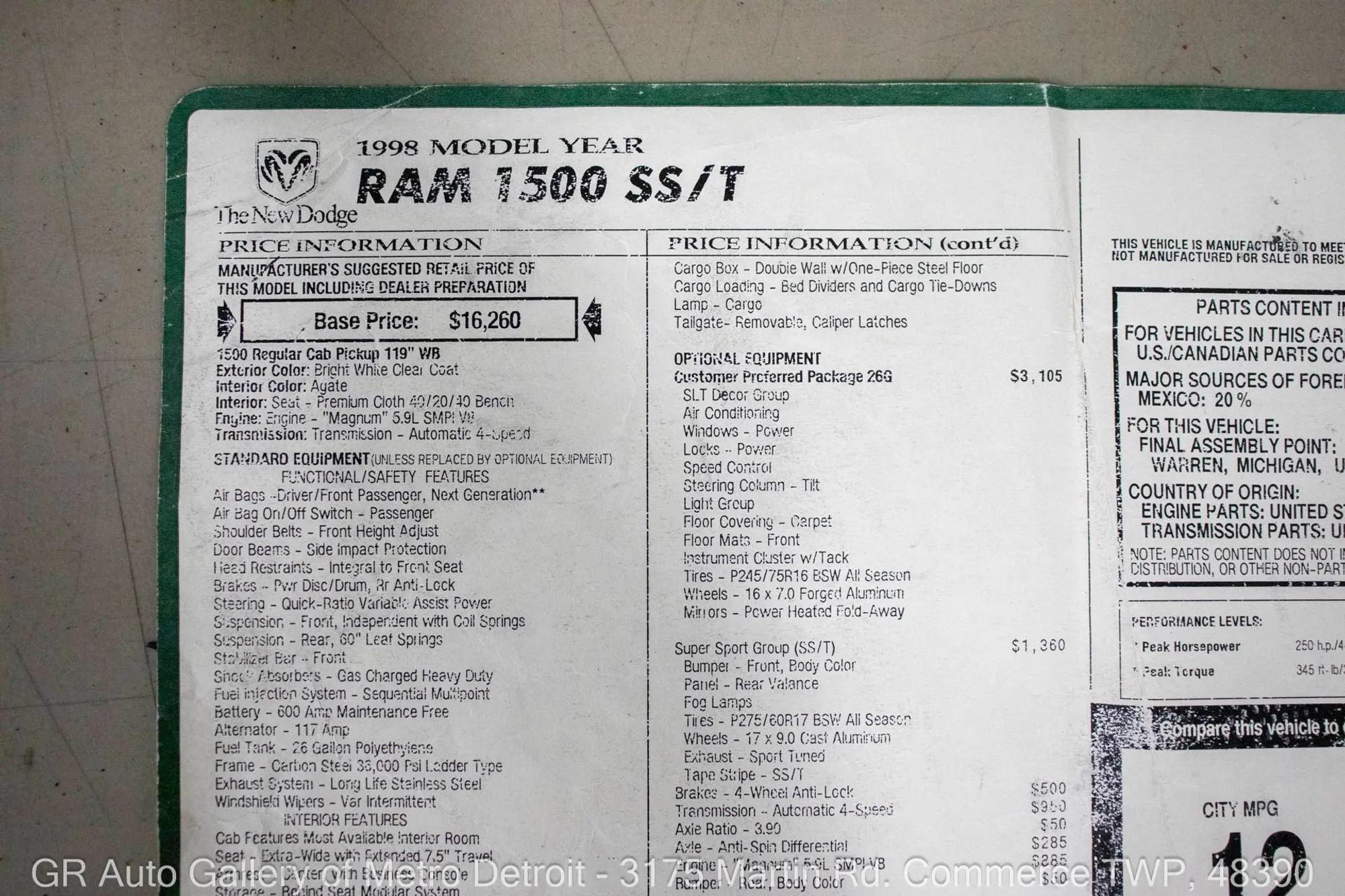 1998 Dodge Ram 1500 SS/T