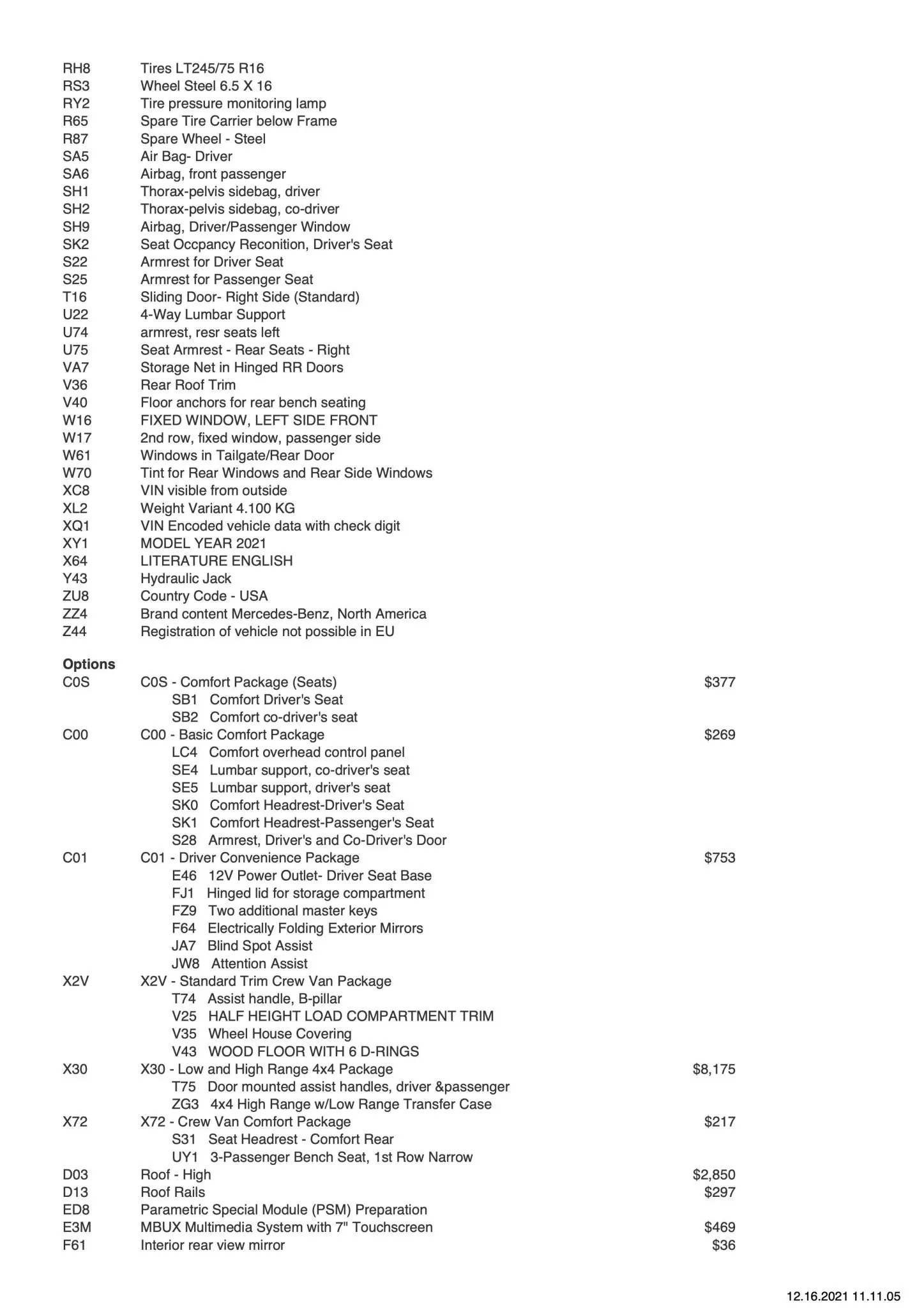 Sold: 2021 Mercedes-Benz Sprinter 2500 4×4