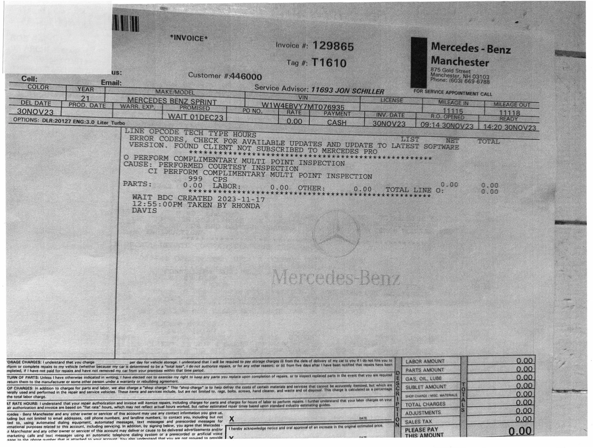 Sold: 2021 Mercedes-Benz Sprinter 2500 4×4