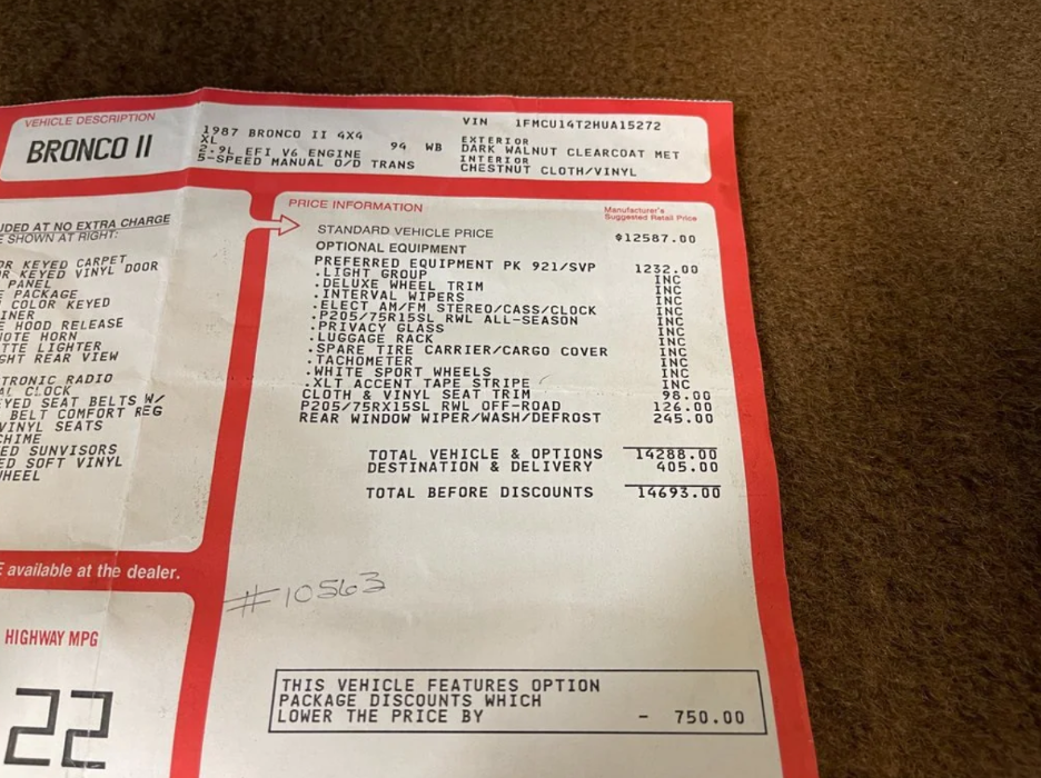 Sold: 1987 Ford Bronco II XL