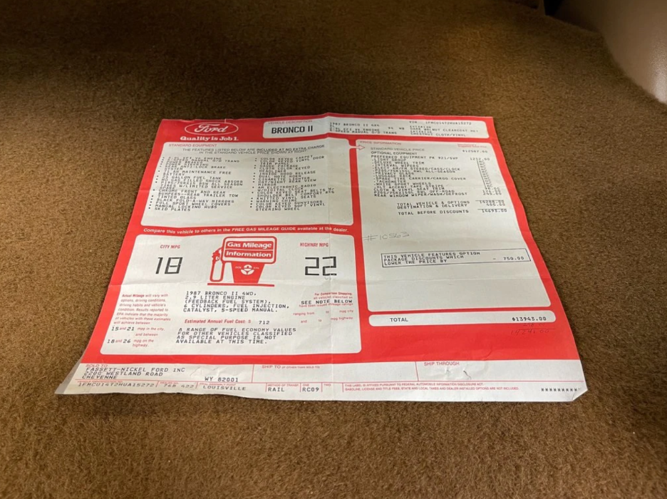 Sold: 1987 Ford Bronco II XL