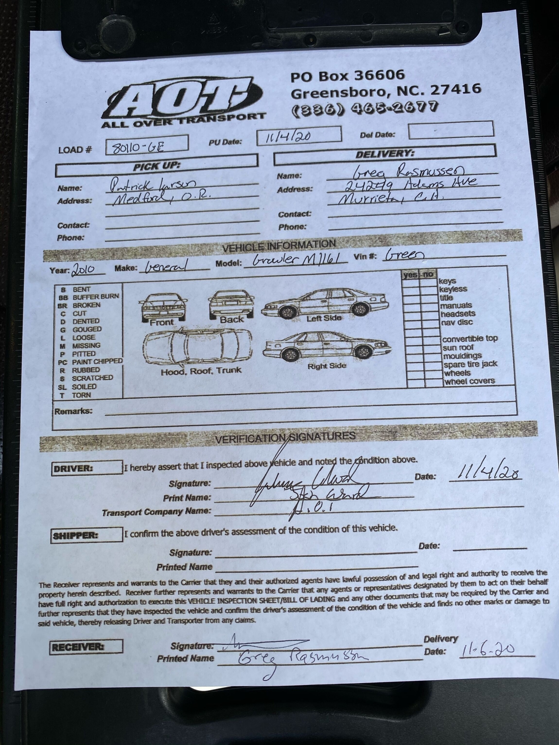 Sold: 2010 General Dynamics M1161 Growler